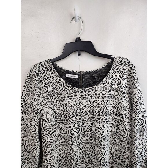 maurices Black White Jacquard Textured Tunic Mini Dress Plus Size 0X - Picture 2 of 8